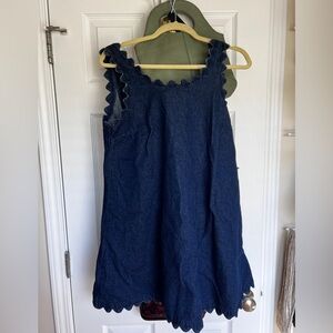 ASOS Blue Denim Scalloped Edge Swing Dress Low Back